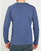 T-Shirt col tunisien bleu denim