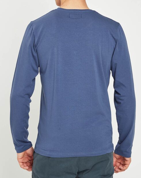 T-Shirt col tunisien bleu denim