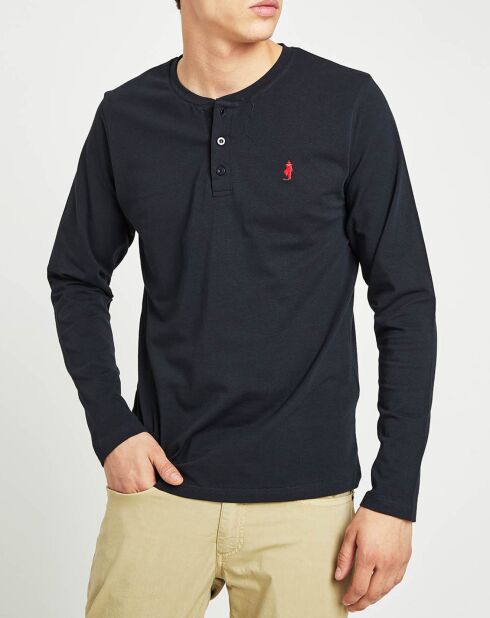 Marineblaues T-Shirt mit tunesischem Kragen