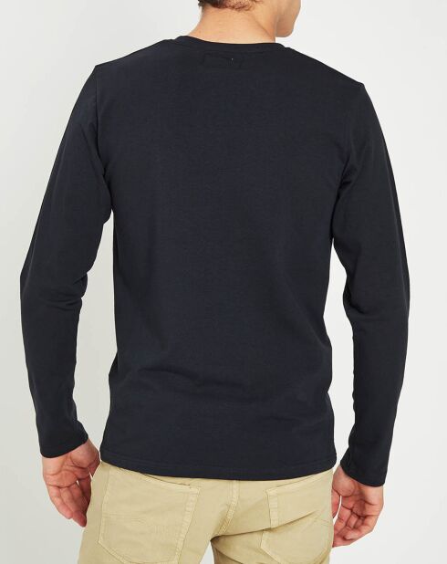 Marineblaues T-Shirt mit tunesischem Kragen