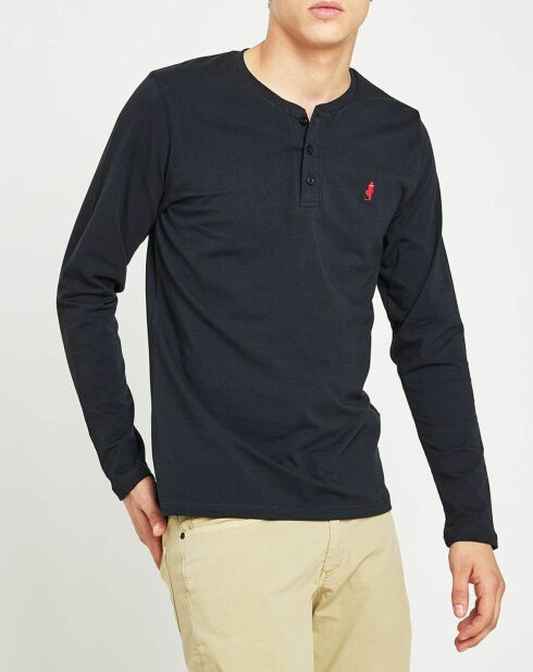 Marineblaues T-Shirt mit tunesischem Kragen
