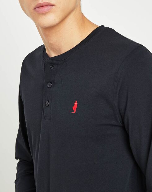 Marineblaues T-Shirt mit tunesischem Kragen