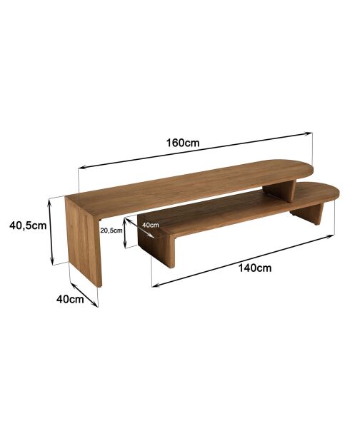 Meuble TV modulable en bois de teck recyclé Sixtine marron - 160x40x40.5 cm