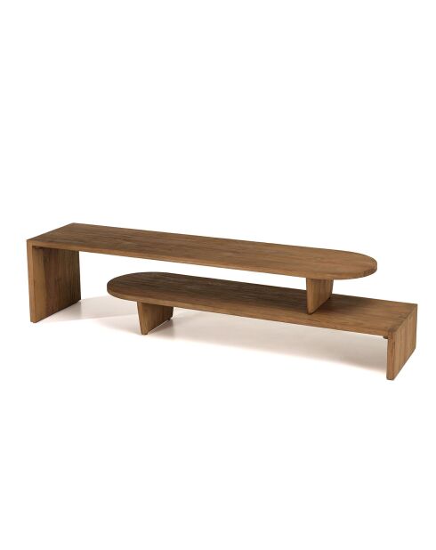 Meuble TV modulable en bois de teck recyclé Sixtine marron - 160x40x40.5 cm