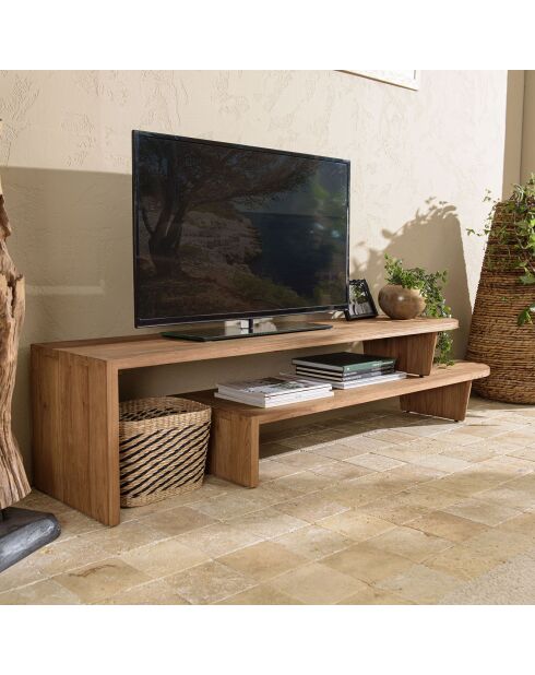 Meuble TV modulable en bois de teck recyclé Sixtine marron - 160x40x40.5 cm