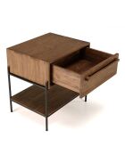 Table de chevet bois de teck recyclé Sixtine marron/noir - 58.5 x45x60 cm