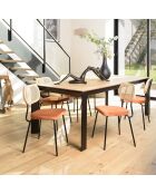 2 Chaises velours dossier rotin Albane orange - 48x51x81.5 cm