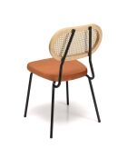 2 Chaises velours dossier rotin Albane orange - 48x51x81.5 cm