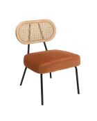 Chaise velours dossier rotin Albane orange - 50x57x72 cm