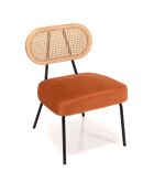 Chaise velours dossier rotin Albane orange - 50x57x72 cm