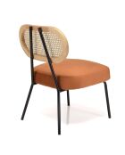 Chaise velours dossier rotin Albane orange - 50x57x72 cm