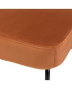 Chaise velours dossier rotin Albane orange - 50x57x72 cm