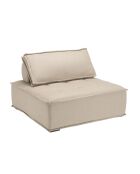 Chauffeuse capitonnée avec dossier et coussin Albane beige - 100x100x72 cm