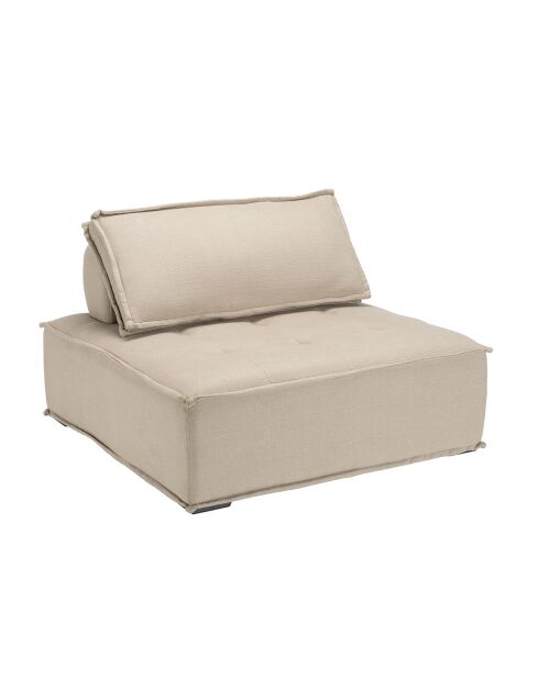 Chauffeuse capitonnée avec dossier et coussin Albane beige - 100x100x72 cm