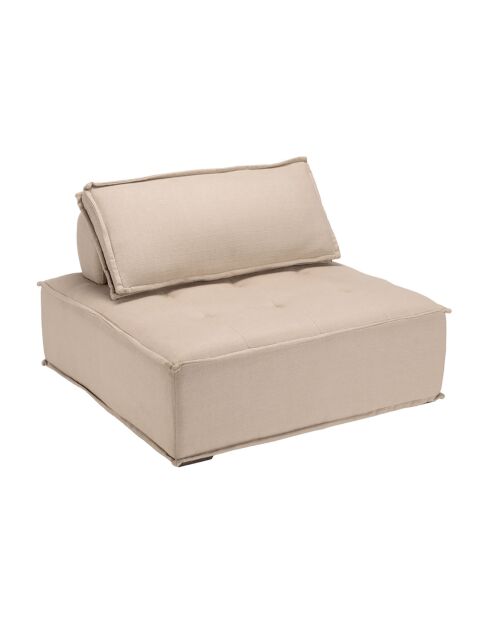 Chauffeuse capitonnée avec dossier et coussin Albane beige - 100x100x72 cm