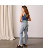 Jean Pepy en Coton stretch jambes larges rayé bleu denim