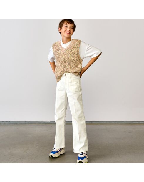 Jean Pepy en Coton stretch jambes larges écru