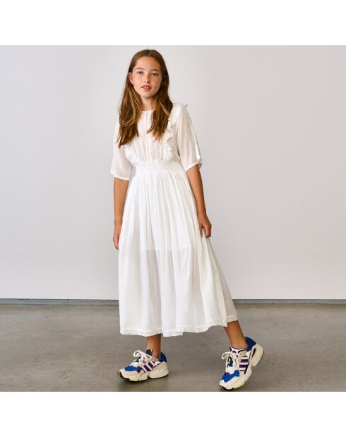 Heavenlanges Kleid mit Spitze und weißer Rüsche