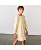 Robe courte Pénélope motif vichy à volant jaune