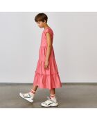 Robe longue Azul à volants rose