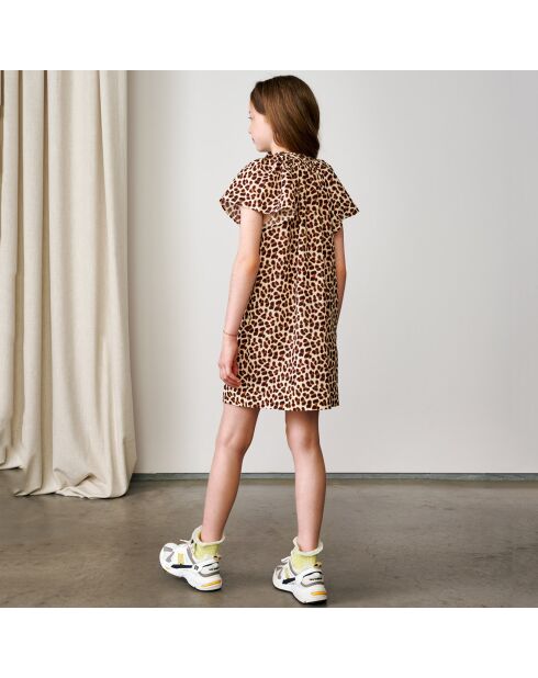 Robe courte Audry imprimé léopard marron