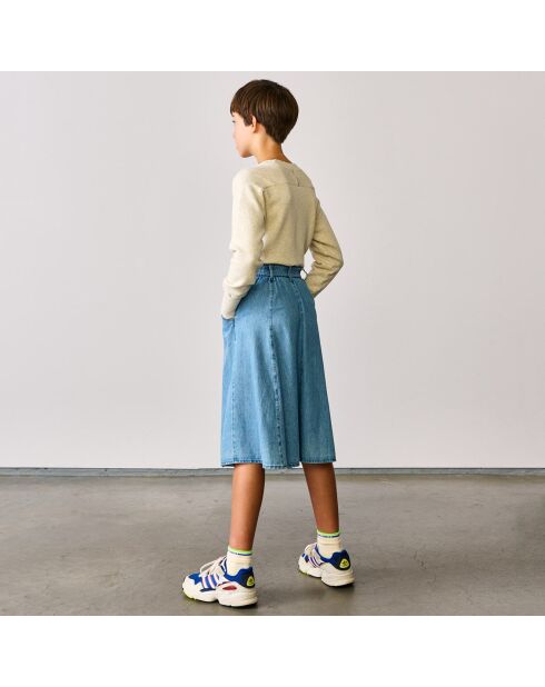 Jupe midi en Coton léger Alicia boutonnée bleu denim