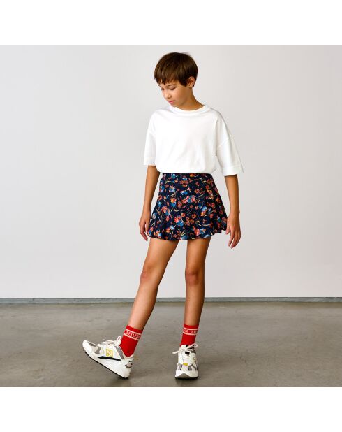 Jupe courte trapèze Pasha à fleurs noir/multicolore