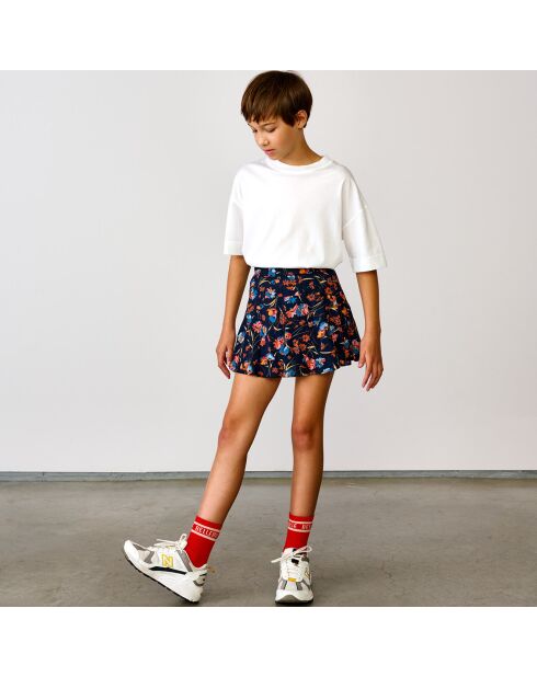 Jupe courte trapèze Pasha à fleurs noir/multicolore