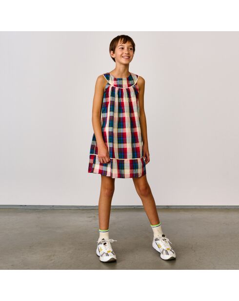 Robe courte en Coton Goldie à carreaux multicolore