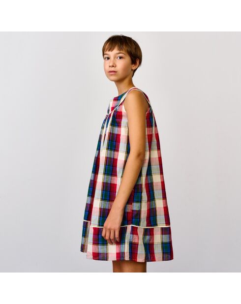 Robe courte en Coton Goldie à carreaux multicolore