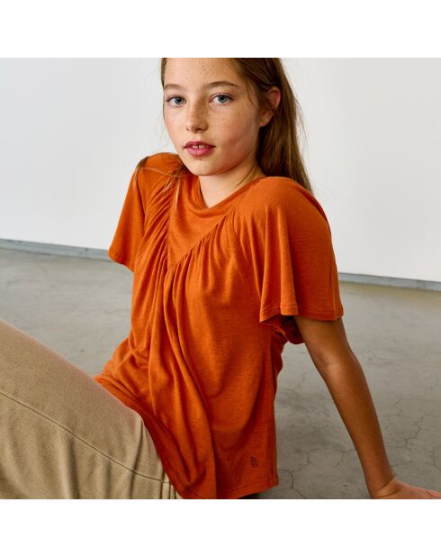 T-Shirt en Lin mélangé Varta orange rouille