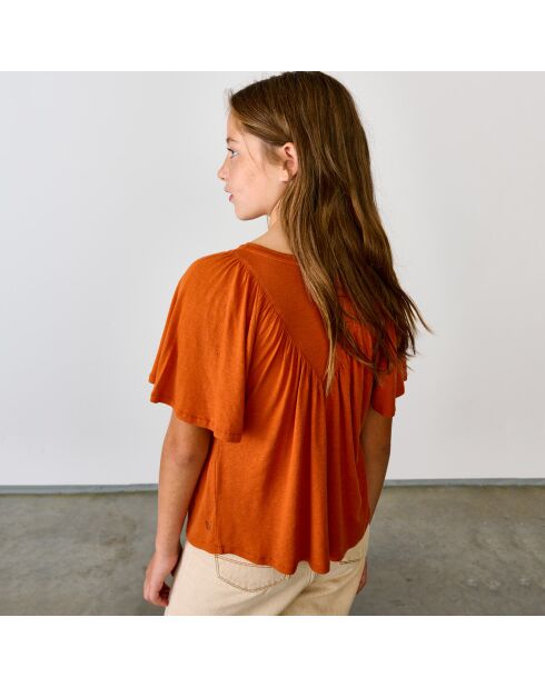 T-Shirt en Lin mélangé Varta orange rouille