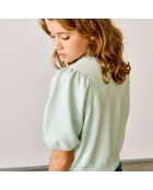 Sweat en Coton molletonné Vajo manches courtes vert pastel