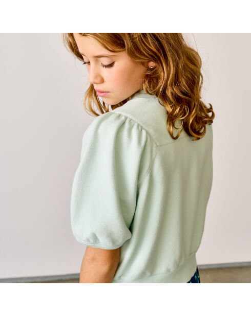 Sweat en Coton molletonné Vajo manches courtes vert pastel