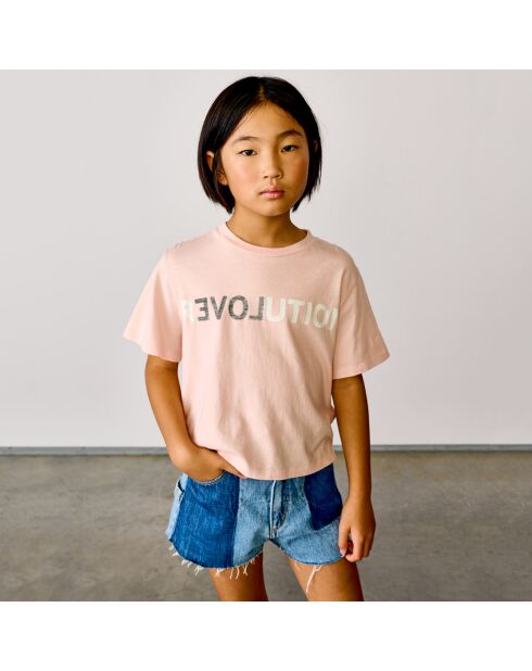 T-Shirt 100% Coton bio Argi imprimé rose clair