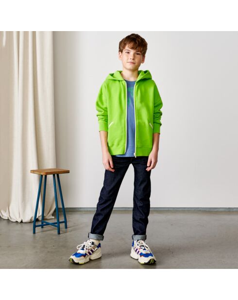 Sweat zippé à capuche 100% Coton biologique Famu vert acide