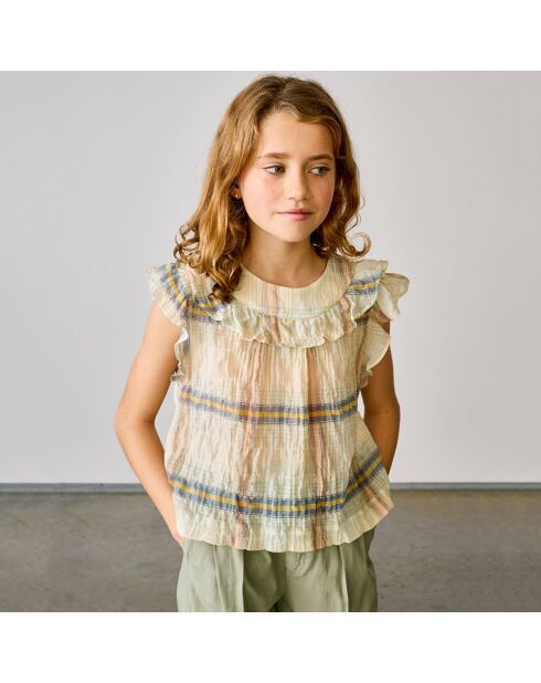 Blouse en Coton léger Palms à carreaux beige