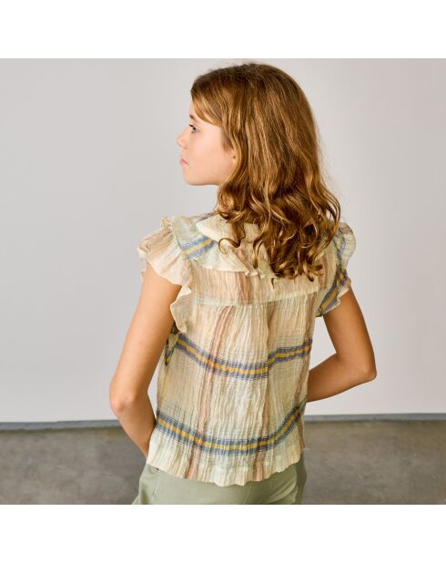 Blouse en Coton léger Palms à carreaux beige