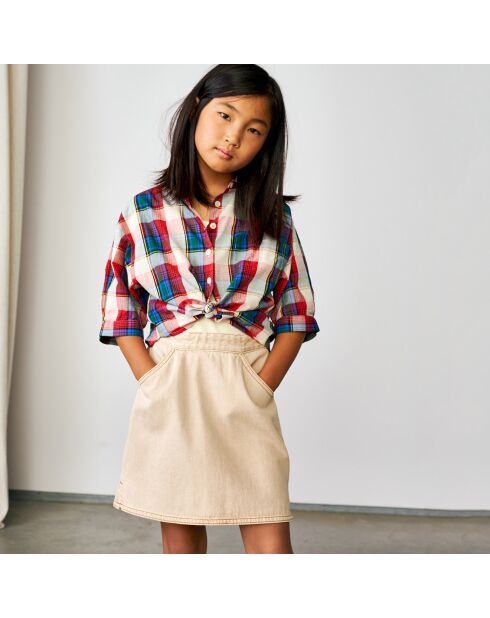 Chemise en Coton & Lin Ave à carreaux multicolore