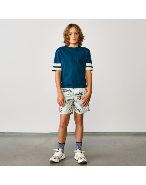 Short de bain Lazo à fleurs bleu ciel