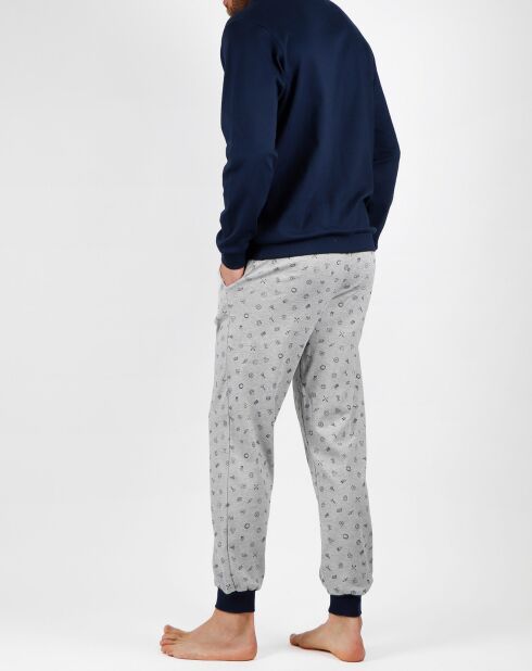 Pyjama de nuit imprimé bleu marine/gris
