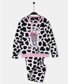 Pyjama en micropolaire Northern Lights imprimé noir/blanc/rose