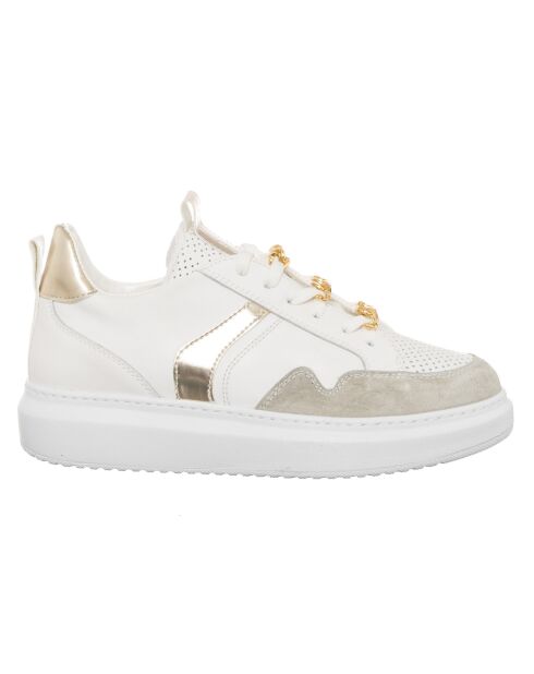 Noa wit/gouden leren sneakers