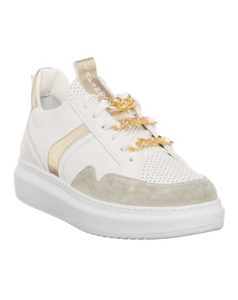 Noa wit/gouden leren sneakers