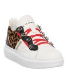 Sneakers en Cuir Dena blanc/léopard/rouge