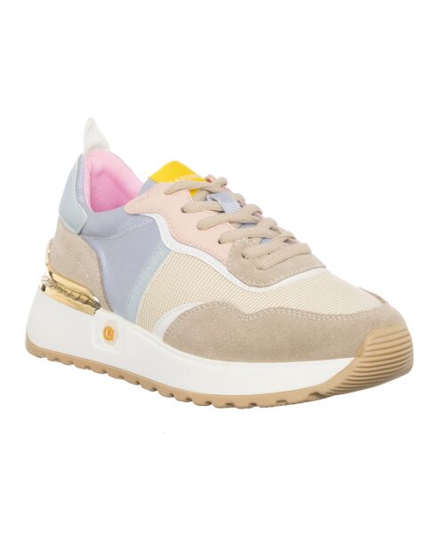 Sneakers Timy blanc/beige/rose/bleu