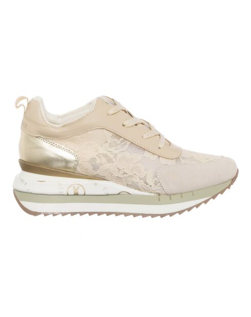 Sneakers Moana beige/doré - Talon 5 cm