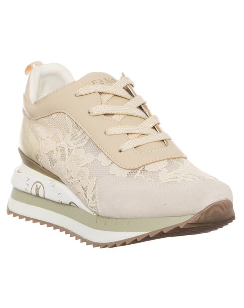 Sneakers Moana beige/doré - Talon 5 cm
