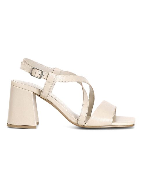 Loya Ledersandalen, ecru, Absatz 7 cm