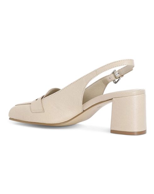 Slingbacks en Cuir Facni beiges - Talon 7 cm
